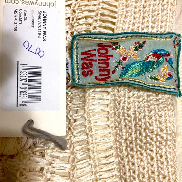 Johnny Was cream  CROCHETED style“Johnny Was” long skirt XL lined/ New - Picture 3 of 4